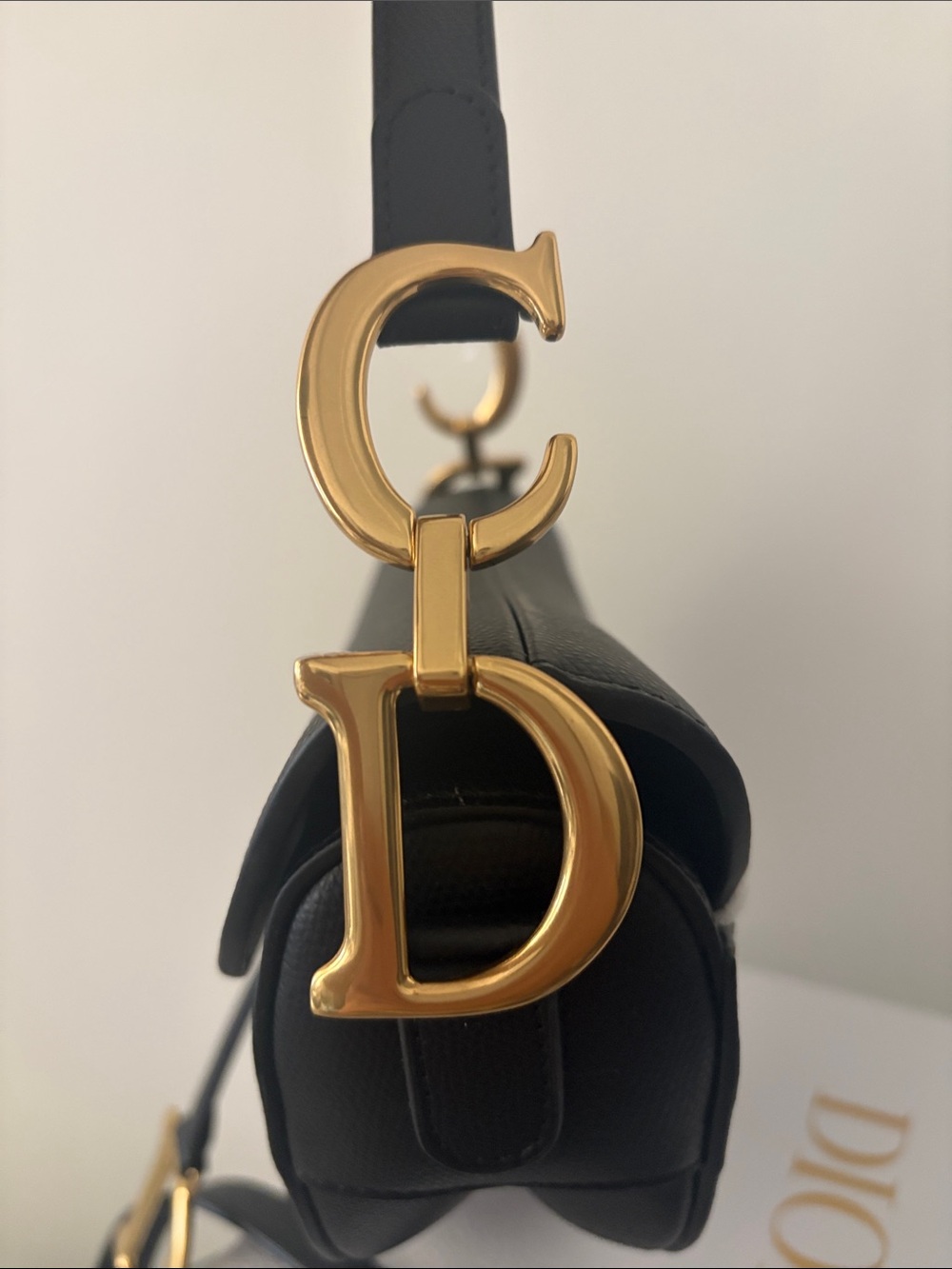 Dior Black Saddle Crossbody Bag with Gold D Charm - Picture 4 of 4